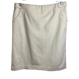 J. Crew | Wool-Cashmere Blend Cream Pencil Skirt with Pockets | Sz 10